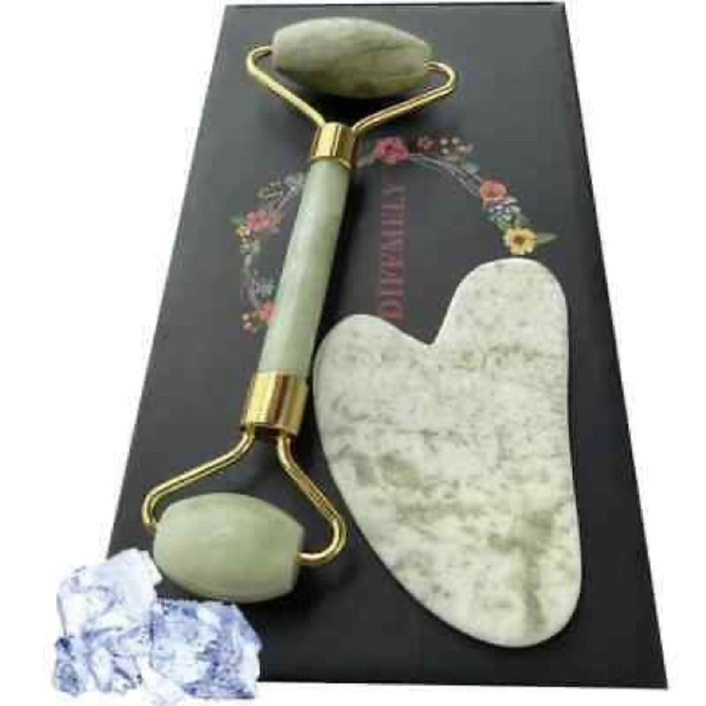Diffmely Jade Roller GuaSha Skincare Set